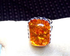 Baltic Amber Cocktail Sterling Silver Ring Sz 7