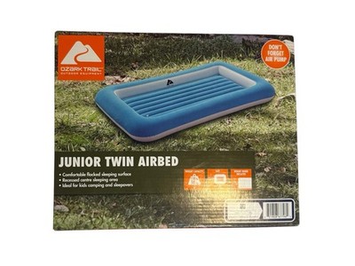 Ozark Trail Junior Twin Airbed Kids Camping Mattress Flocked Blue New 110lb Cap