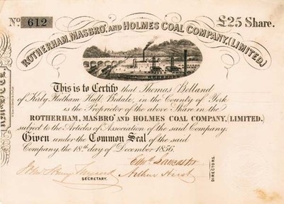 Rotherham, Masbro and Holmes Coal Co., Ltd - Stock Certificate - Foreign Stock