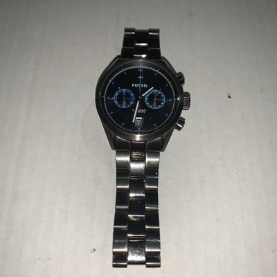Fossil Men's Black Dial Gunmetal-Tone Stainless Steel Bracelet