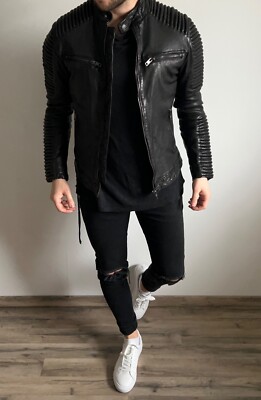 New Be Edgy Leather Jacket Biker BLAKE Nino Baker Sz S M L XL XXL Black Tigha YPS