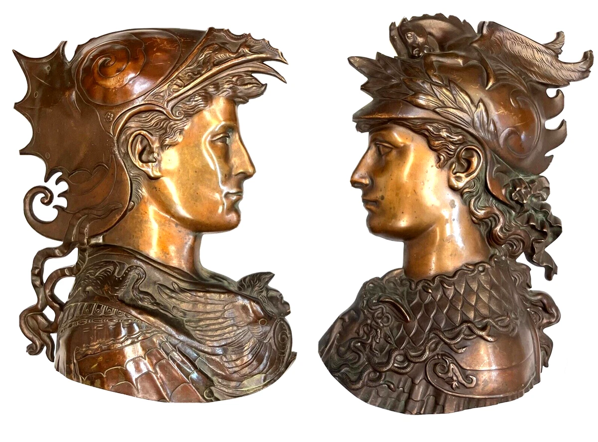 LARGE Antique Solid Bronze Roman Minerva & Perseus Wall Plaque Bust  19c.Early 20 | eBay