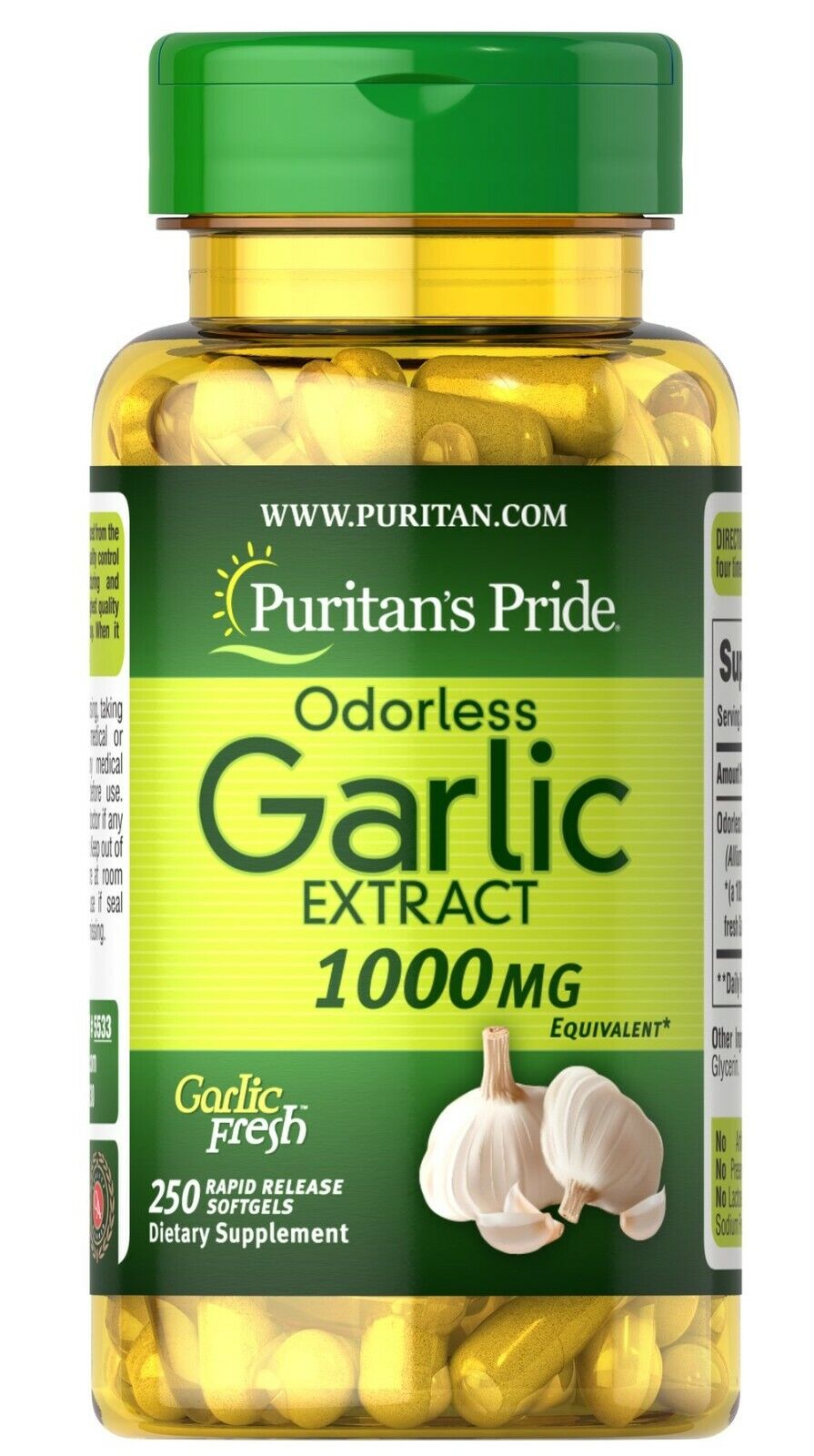 Puritan's Pride Odorless Garlic extract 1000 mg 250 Rapid Release Softgels