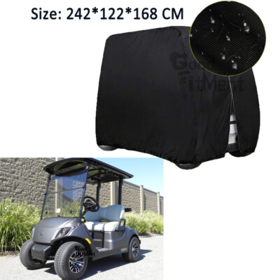 Waterproof Golf Cart Cover Heavy Duty Black For Yamaha The Drive2 PTV 2Passenger