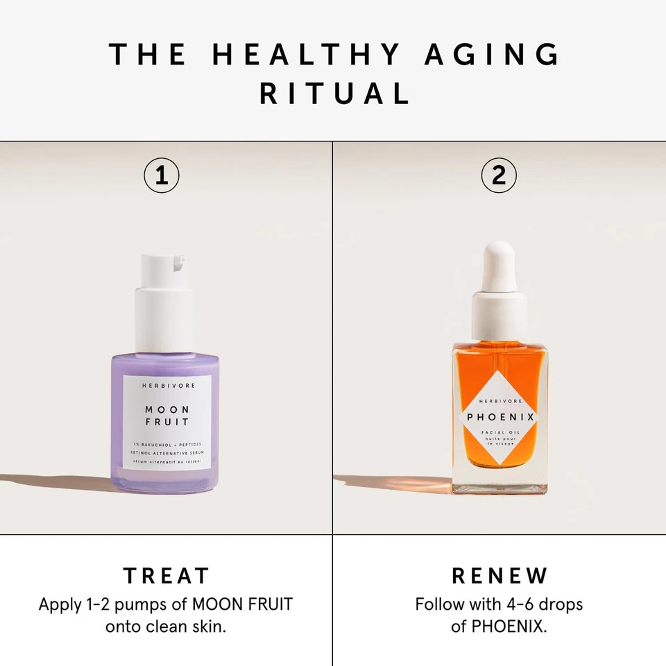 Régimen de lucha contra las arrugas - Suero de bakuchiol y péptidos MOON FRUIT 1% + PHOENIX Ro Foto 4 de 4