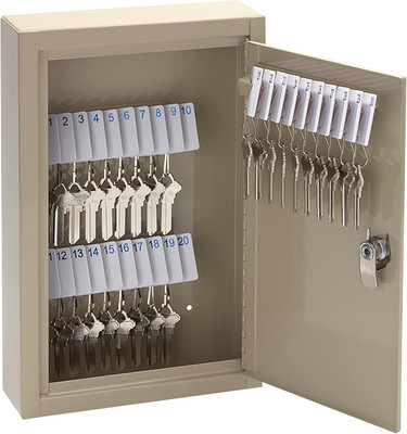 High-Security Locking 30-Key Cabinet, 12 1/8In.H X 8 1/8In.W X 2 1/2In.D, Sand, 