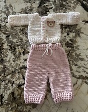 Handmade Crocheted Outfit Sweater and Pants 0-3 months