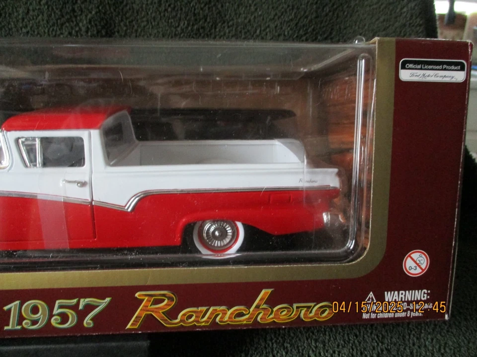 ROAD LEGENDS YAT MING RED & WHITE 1957 FORD RANCHERO 1/18 DIECAST NEW SEALED BOX - Image 3 of 4