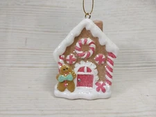 ~New Gingerbread House  Peppermint Candy Man Pink Christmas Tree Ornament Winter