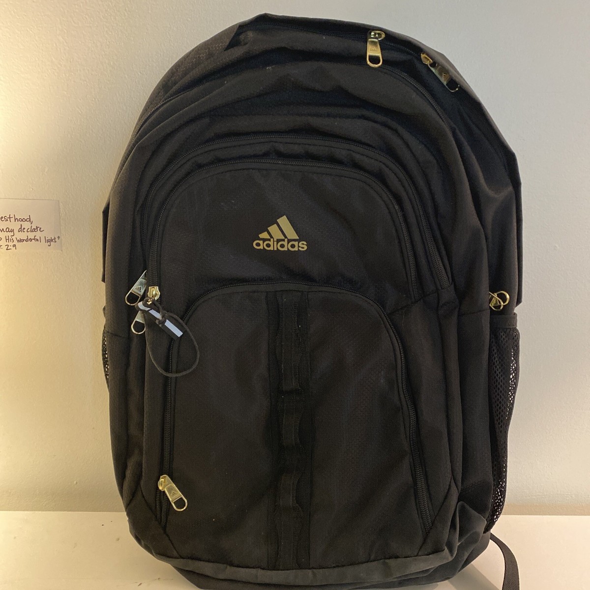 Adidas Load Spring Backpack Bookbag Black/Gold Multiple Pockets