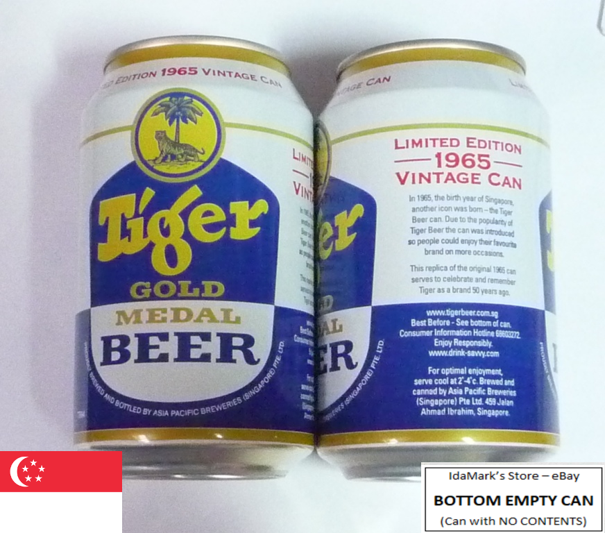 EMPTY - TIGER BEER can SINGAPORE 320ml Retro 1965 Design can 50