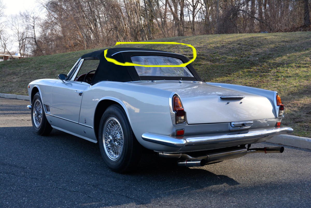 Convertible Top rear Trim Chrome Piece for Maserati 3500 Spyder RARE NEW
