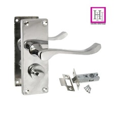 Bathroom Door Handles Chrome Privacy Internal Victorian Scroll + Tubular Latch