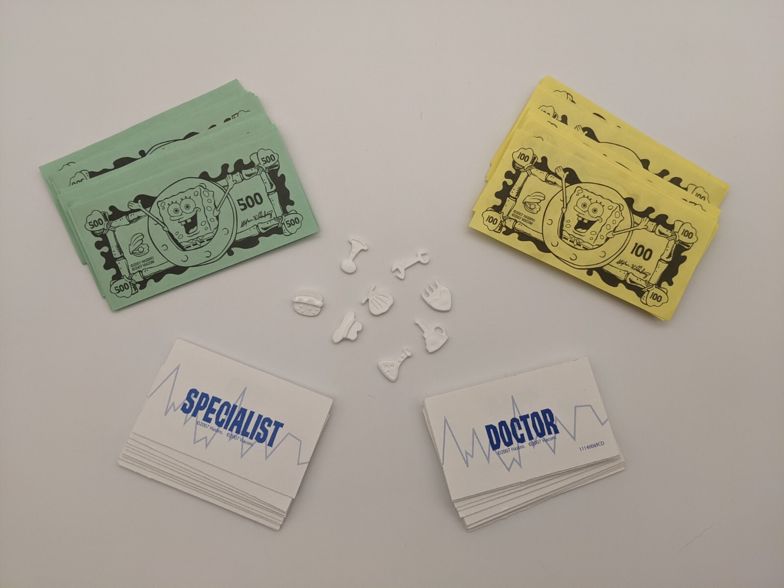 SpongeBob Operation board game PIECES money, cards, and ailments CPG