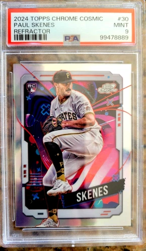 PAUL SKENES 2024 TOPPS CHROME COSMIC #30 ROOKIE REFRACTOR RC PSA 9