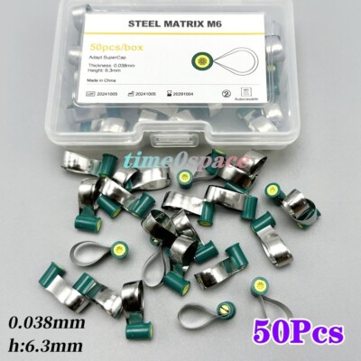 Matrices Dentaires SuperCap Steel M6 - Épaisseur 0,03/0,038 Mm, Hauteur 6,3/5 Mm, Neuves