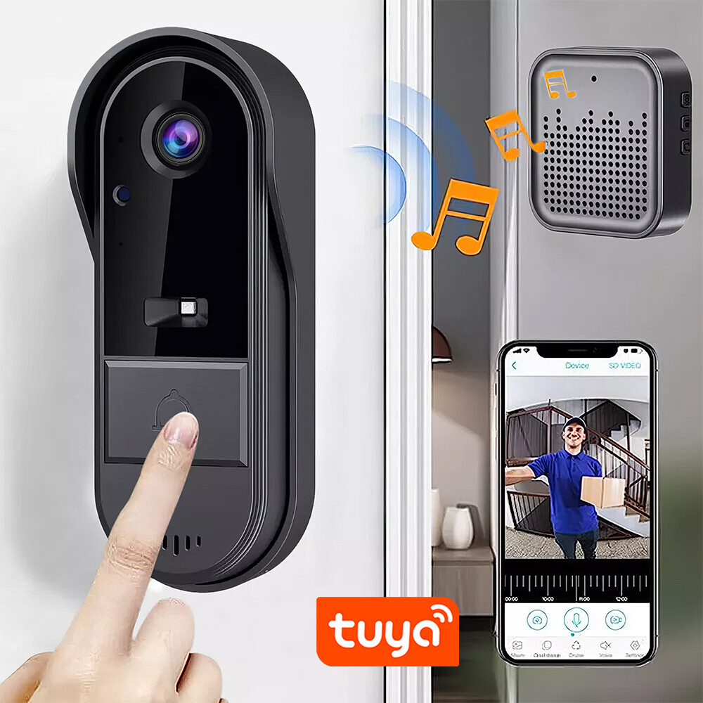 Smart Wireless WiFi Doorbell Intercom Video Camera Door Ring Bell Chime Security-image