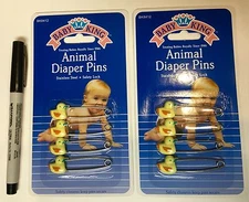 NIP~EIGHT YELLOW DUCK KING DIAPER PINS-ship free