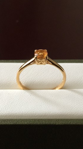 Beautiful Sterling Silver 14k Gold Plated Citrine Solitaire Ring - Sizes O - Picture 5 of 5