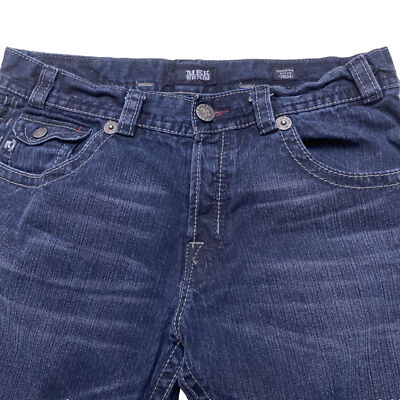 MEK Denim Men s Jeans Y2K GENEVA BOOT CUT  BUTTON Fly DISTRESSED sz 36 x 32