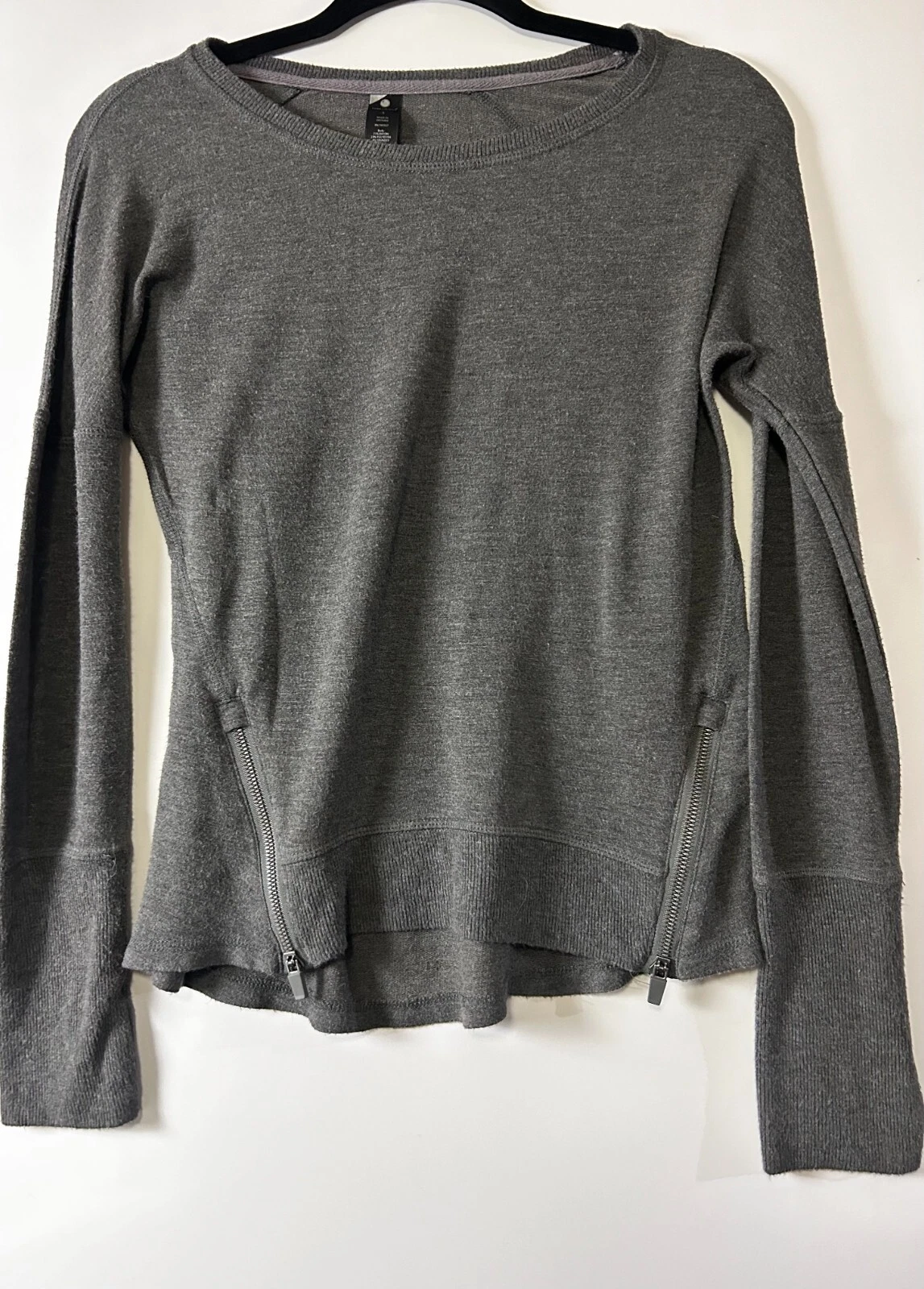 yogalicious solid round neck pullover long sleeve sweater