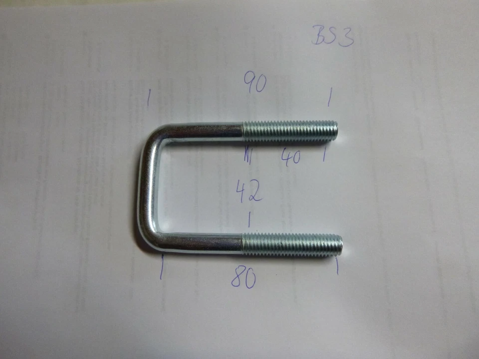 U-Bügel Bügelschraube Rechteckbügel M10X80X42 innen verz.(art.BS3)
