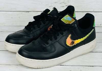Nike Air Force 1 Low Mens Size 10 Black Iridescent Pixel CV1699-002