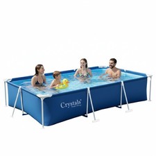 10 Feet Rectangular Large Frame Above Ground Swimming Pool - Grey