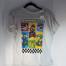 NWT Super Mario Graphic Tee Sz 14-16 Silver Official Nintendo Licensed Product