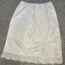Vintage Kayser Ivory Nylon Half Slip with Lace Trim Size Large Made In USA