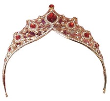 Red rhinestones winter Valentines princess queen bridal prom womens tiara chic