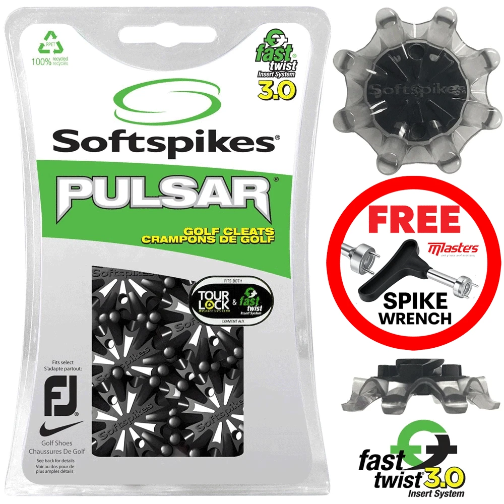 FOOTJOY FAST-TWIST TOUR-LOCK PULSAR GOLF SPIKES GREY X 18 +FREE SPIKE WRENCH