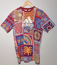 ADIDAS x FARM RIO Red Orange Kaleidoscope T-Shirt Dress - Small Street Wear Boho