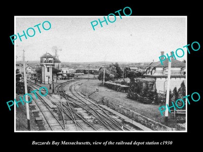OLD 8x6 HISTORIC PHOTO OF BUZZARDS BAY MASSACHUSETTS THE RAILROAD DEPOT c1930