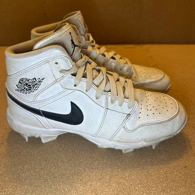 Jordan 1 Mid MCS Kids Baseball Cleats White Black HF6883-100 Size 6Y