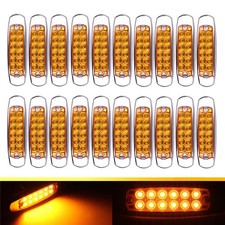20pcs Amber Side Marker Lights Clearance 12 LED Truck Trailer For Peterbilt 12V