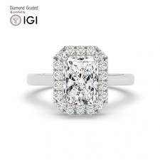 Radiant Solitaire Labgrown Diamond Engagement Ring Platinum 3.40 Ct