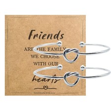 2 Pcs Love Knot Friendship Bracelets, Friend Cuff Bangle Jewelry Gifts for - 01