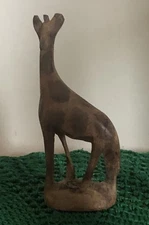 Vtg Small Handmade Hand Carved 4" Wooden Standing Giraffe Figurine