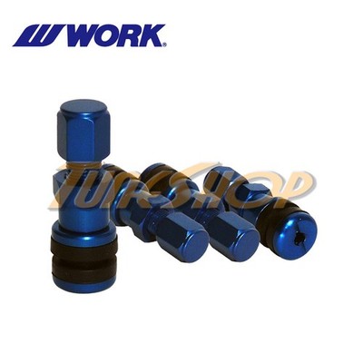 4 WORK WHEELS BLUE FORGED ALUMINUM VALVE STEM CAPS EMOTION XT7 XD9 XC8 11R/FT T