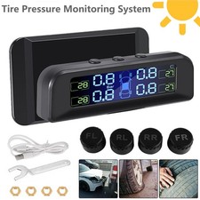 Solar Wireless TPMS Car Tire Pressure Monitoring System LCD Display 4 Sensors