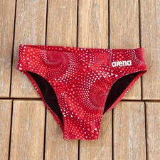 Arena men red print Fireflow swim brief swimwear swimsuit size 34