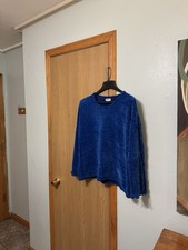 Style Co Medium Solid Blue Long Sleeve Scoop Neck Oversized Sweater - EUC