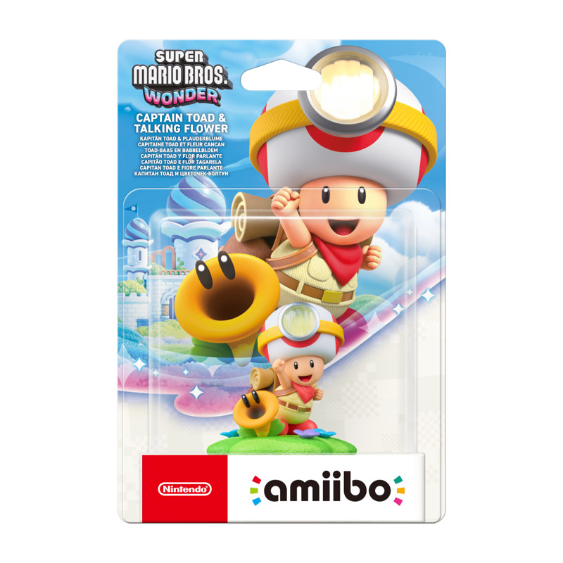 Figurine amiibo Capitaine Toad et Fleur Cancan de la Collection Super Mario en PVC de 8 cm