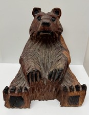 VTG Hand Carved Wooden Bear Large Size Detailed And Textured
