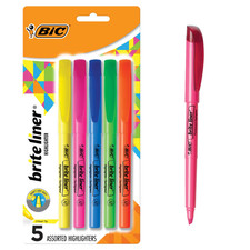 BIC Brite Liner Highlighter, Chisel Point, School Supplies, Assorted Colors, 5-C