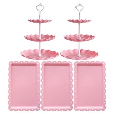 RAUVOLFIA 5 Pcs Dessert Stand Set 2X Small 3-Tier White Cupcake Stand 3X