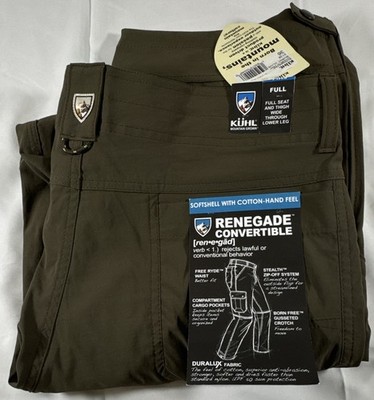 KÜHL Renegade Convertible Pants 36x30 Burnt Olive DURALUX Cargo Zip-Off Legs