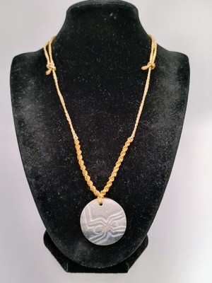 Nazca Lines Spider Necklace Handmade Macrame Pendant Natural Stone