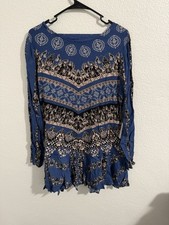 Free People Blue Combo Dress Size L. New With Tags